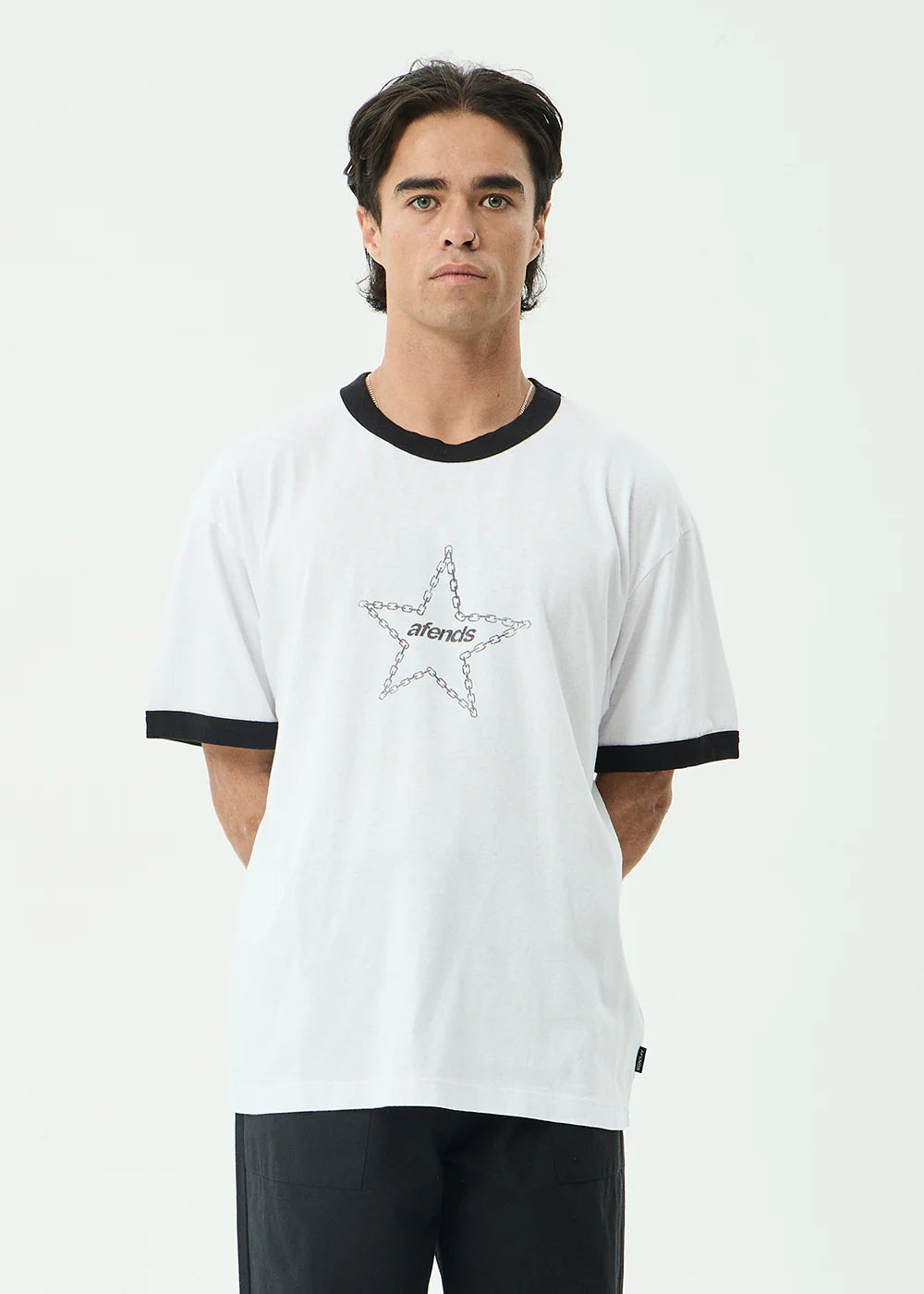 Afends Chains Hemp Boxy Ringer Fit Tee - White