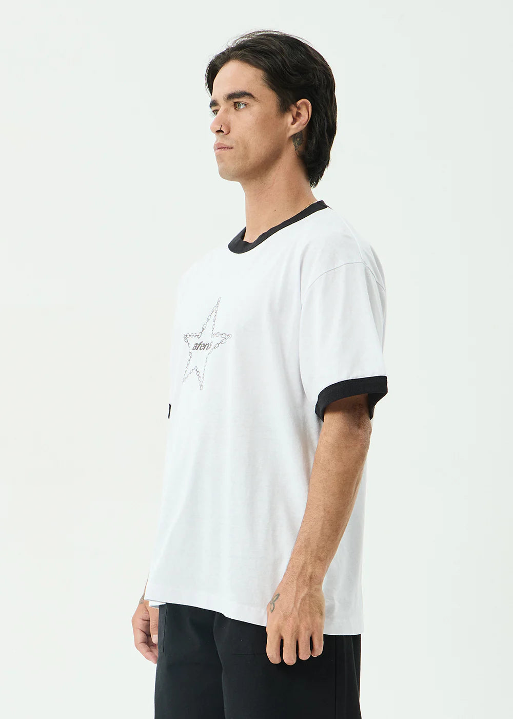 Afends Chains Hemp Boxy Ringer Fit Tee - White