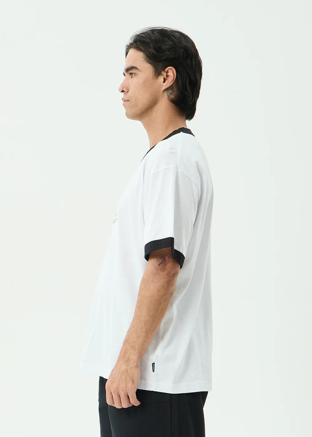 Afends Chains Hemp Boxy Ringer Fit Tee - White