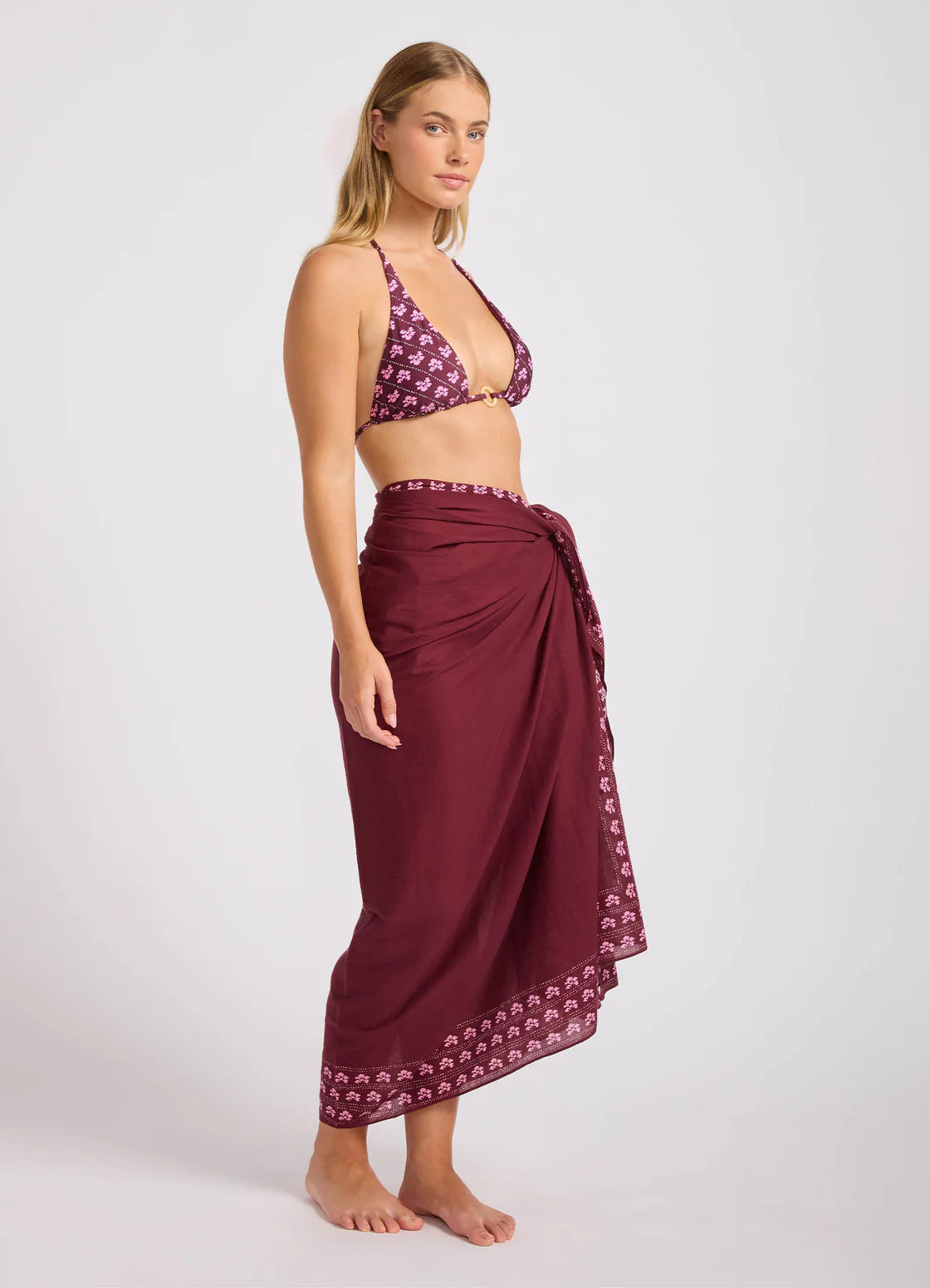 Seafolly Woodblock Sarong BatikBloom - Dark Burgundy