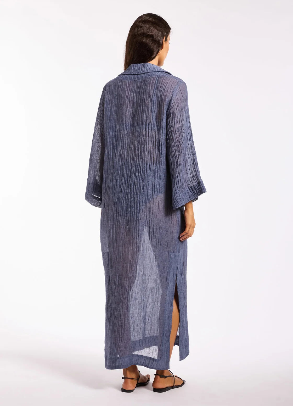 Jets Wave Gauze Sheer Full Length Cover Up