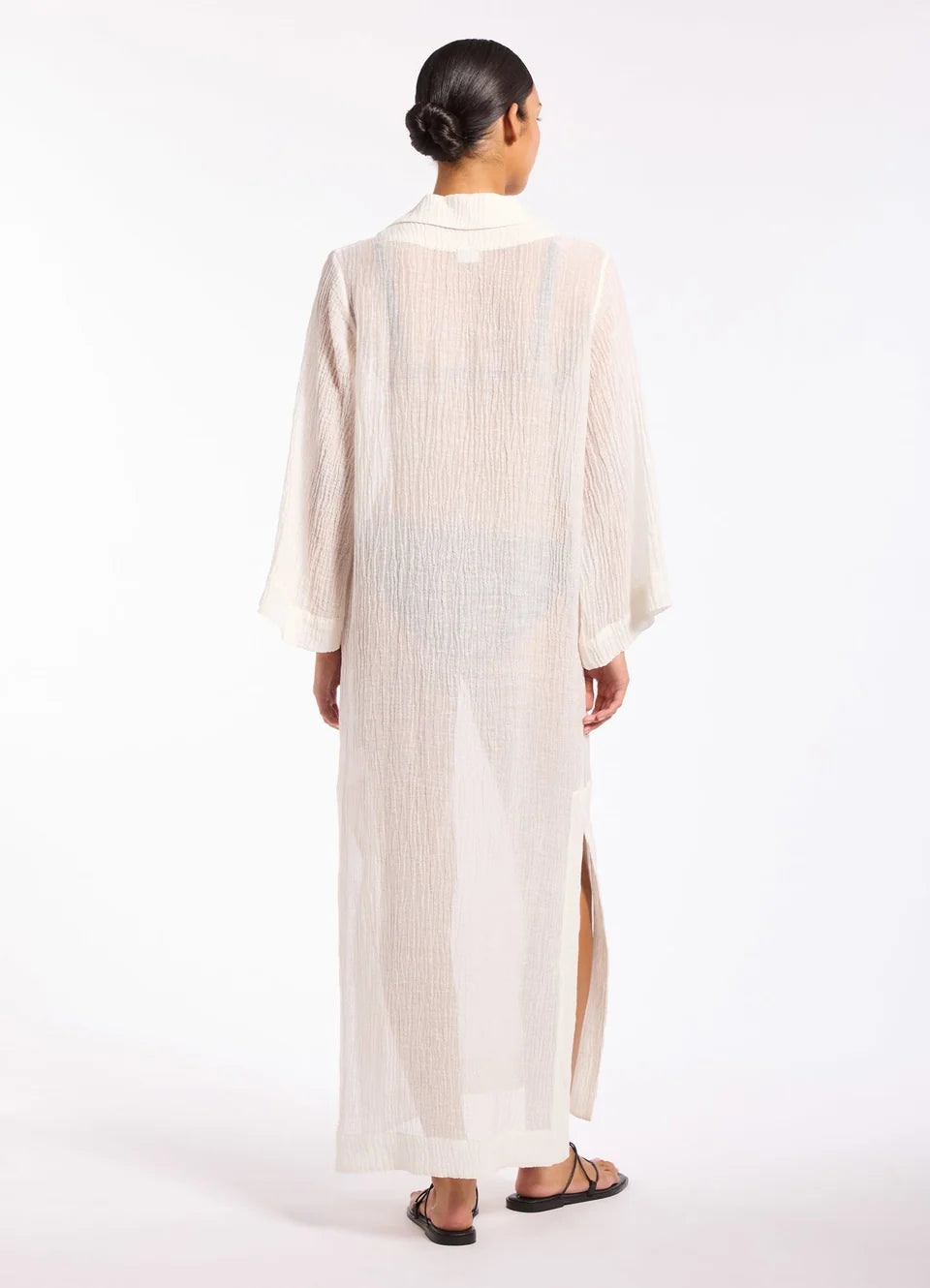 Jets Wave Gauze Sheer Full Length Cover Up
