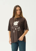 Afends Terra Recycled Oversized Raglan Tee - Coffee
