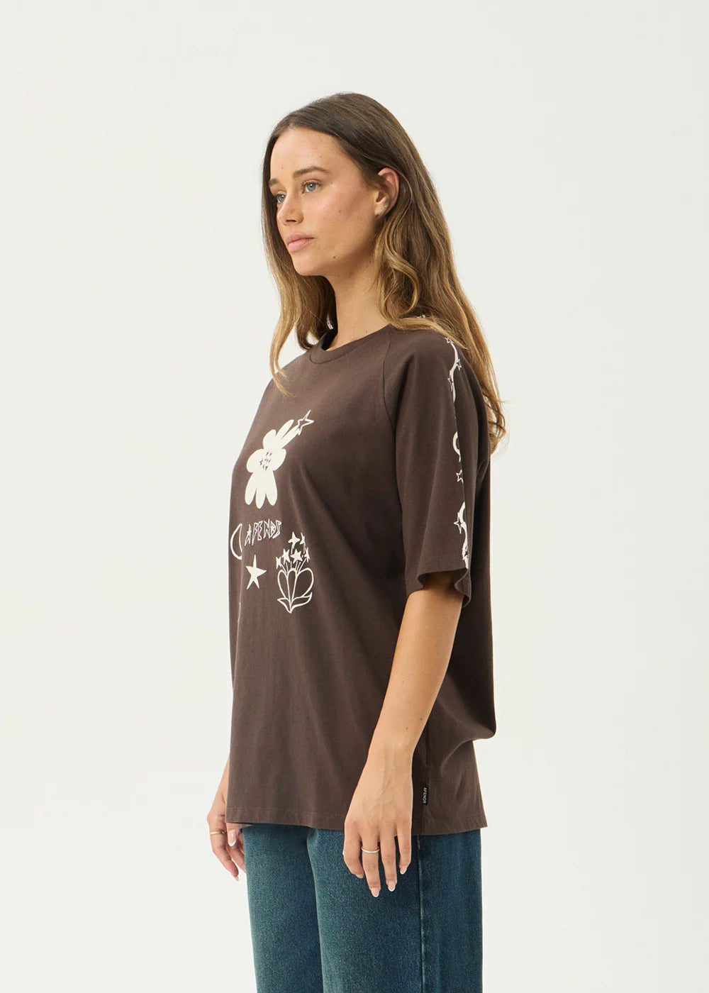 Afends Terra Recycled Oversized Raglan Tee - Coffee