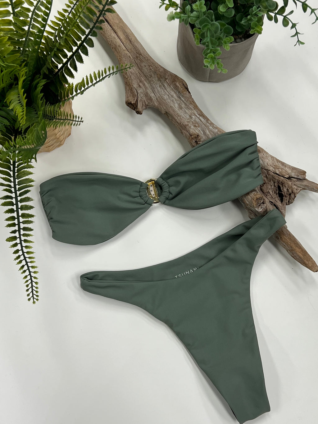 Tsunami Swim One Mile Bandeau Dark Ivy