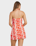Billabong Row Of Palms Halter Wrap Mini Dress Sale price