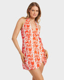 Billabong Row Of Palms Halter Wrap Mini Dress Sale price