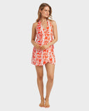 Billabong Row Of Palms Halter Wrap Mini Dress Sale price