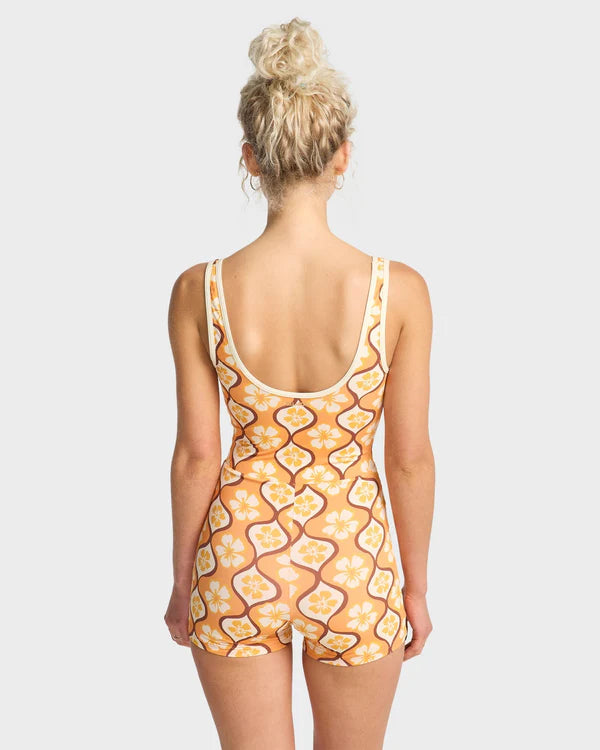 Billabong Sol Groove Retro Surf Bodysuit One Piece Swimsuit