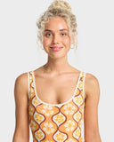 Billabong Sol Groove Retro Surf Bodysuit One Piece Swimsuit