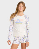 Billabong Sea Of Love Long Sleeve Rash Vest Set Girls 6-16