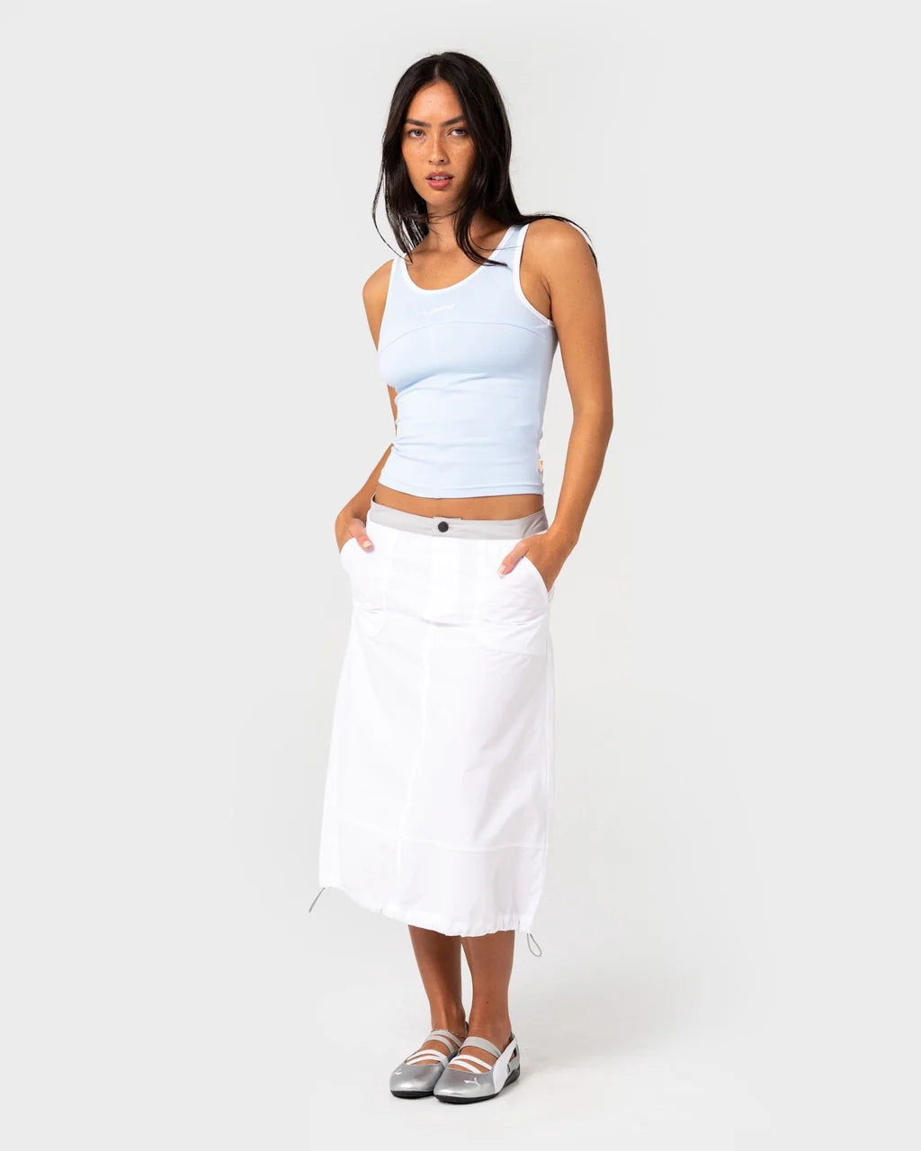 Rusty Player Low Rise Midi Skirt