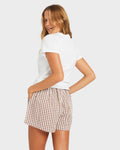Roxy Delilah Check Elastic Waist Shorts