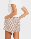 Roxy Delilah Check Elastic Waist Shorts