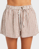 Roxy Delilah Check Elastic Waist Shorts