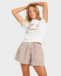Roxy Delilah Check Elastic Waist Shorts