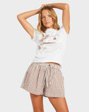 Roxy Delilah Check Elastic Waist Shorts