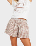 Roxy Delilah Check Elastic Waist Shorts