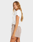 Roxy Delilah Check Elastic Waist Shorts