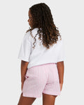 Roxy Daisy Check Lekeito Elastic Waist Shorts Girls 8-16