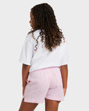 Roxy Daisy Check Lekeito Elastic Waist Shorts Girls 8-16