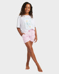 Roxy Daisy Check Lekeito Elastic Waist Shorts Girls 8-16