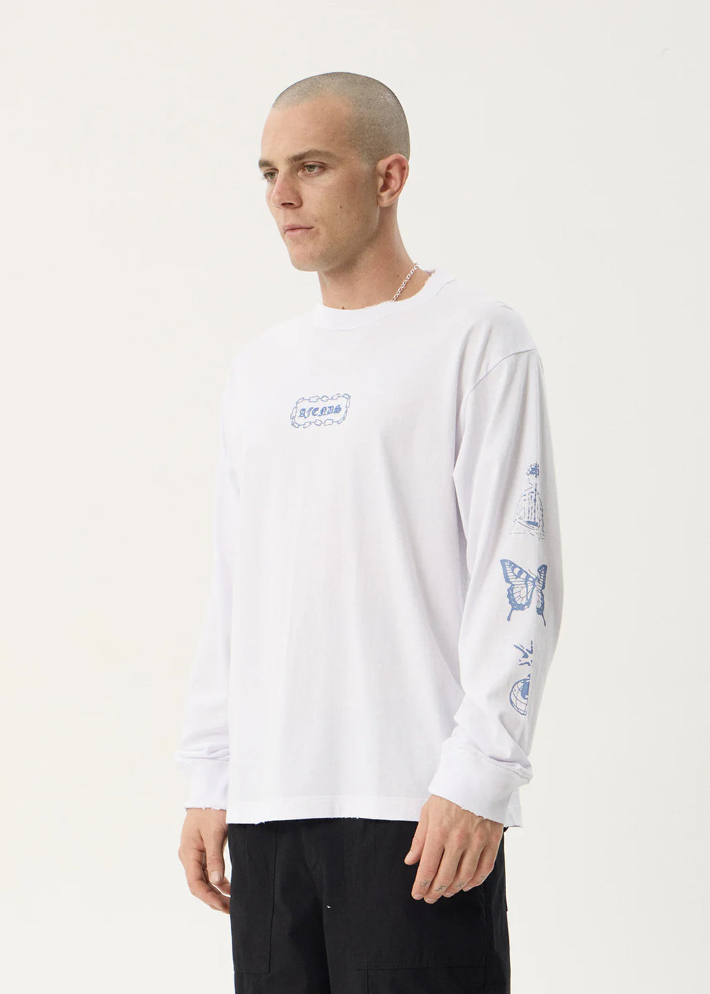 Afends Spiritual Boxy Long Sleeve Tee White