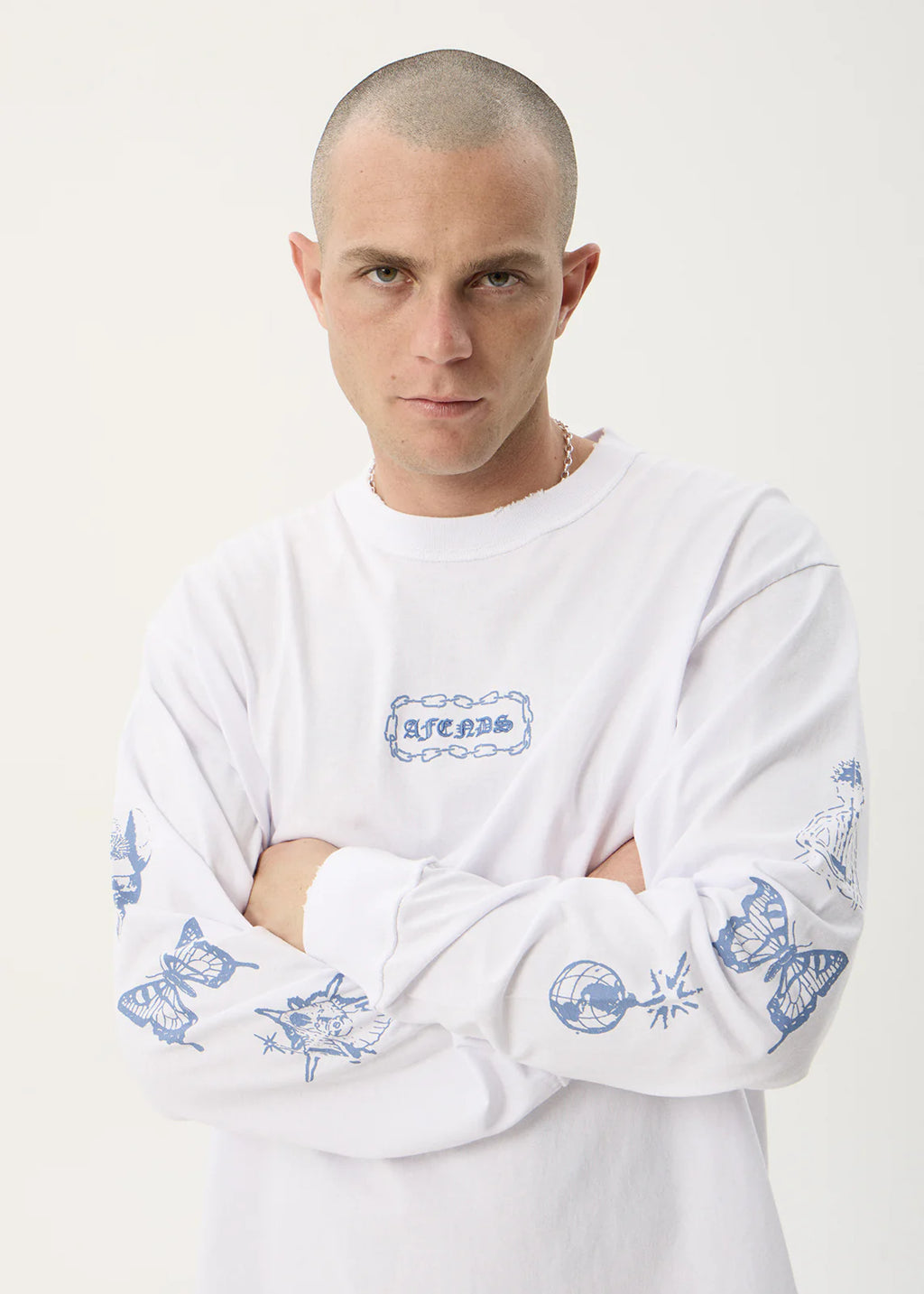 Afends Spiritual Boxy Long Sleeve Tee White