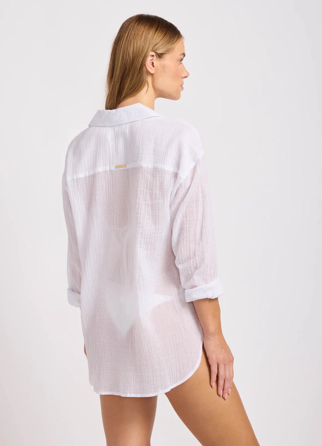 Seafolly Crinkle Gauze Shirt White