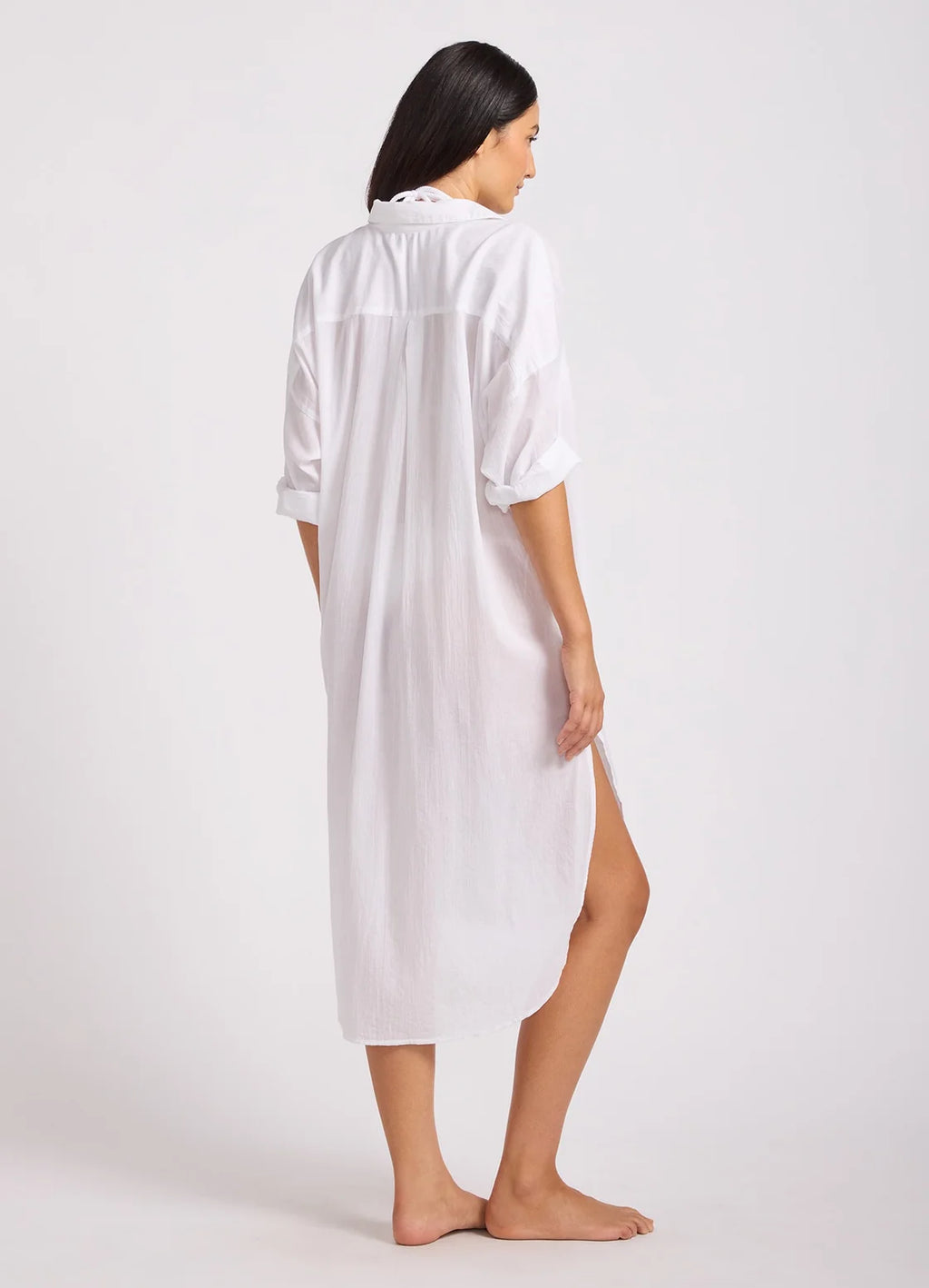 Seafolly Cotton Voile Shirt Dress White