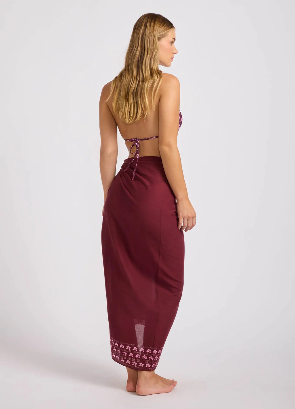 Seafolly Woodblock Sarong BatikBloom - Dark Burgundy