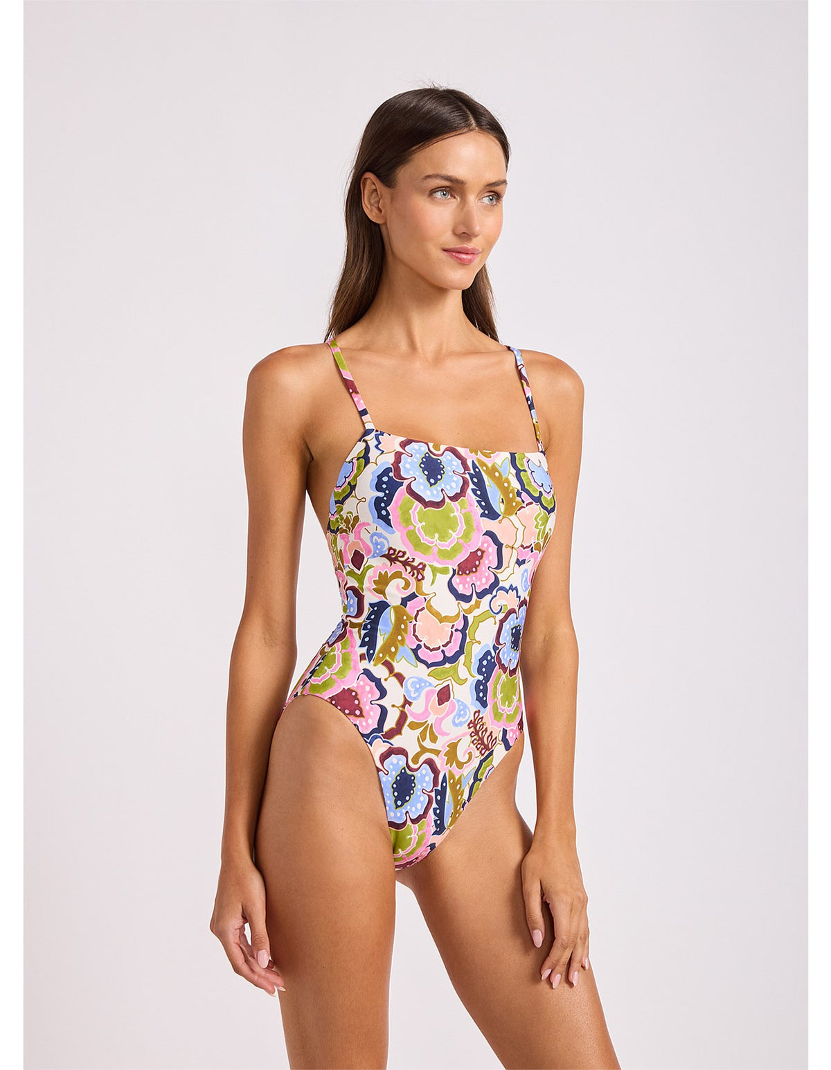 Seafolly SeaBlossom Square Neck One Piece Vanilla