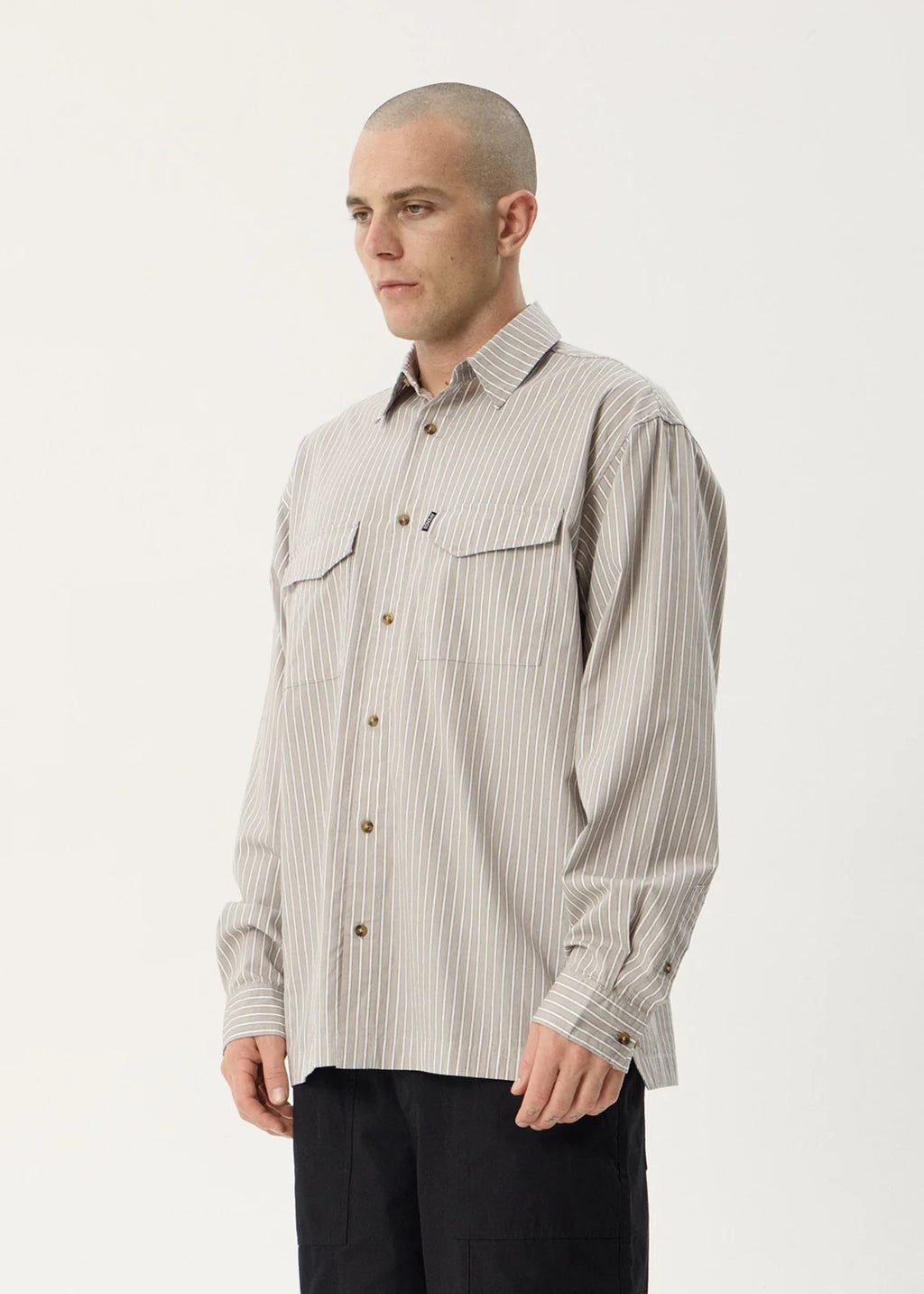 Afends Lennox Organic Short Sleeve Shirt - Olive Stripe