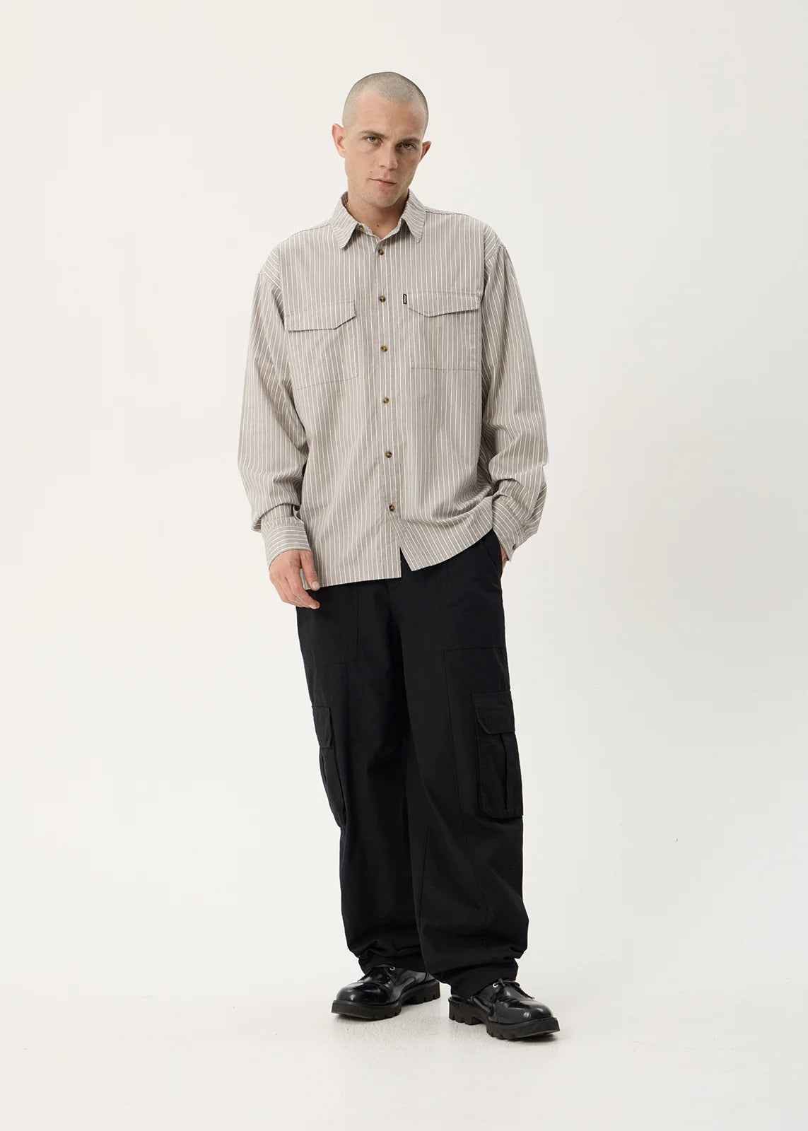 Afends Lennox Organic Short Sleeve Shirt - Olive Stripe