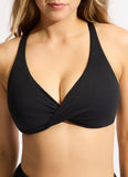 Seafolly Collective Wrap Front F Cup Bikini Top Black