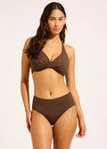 Seafolly Collective Wrap Front F Cup Bikini Top Dark Chocolate