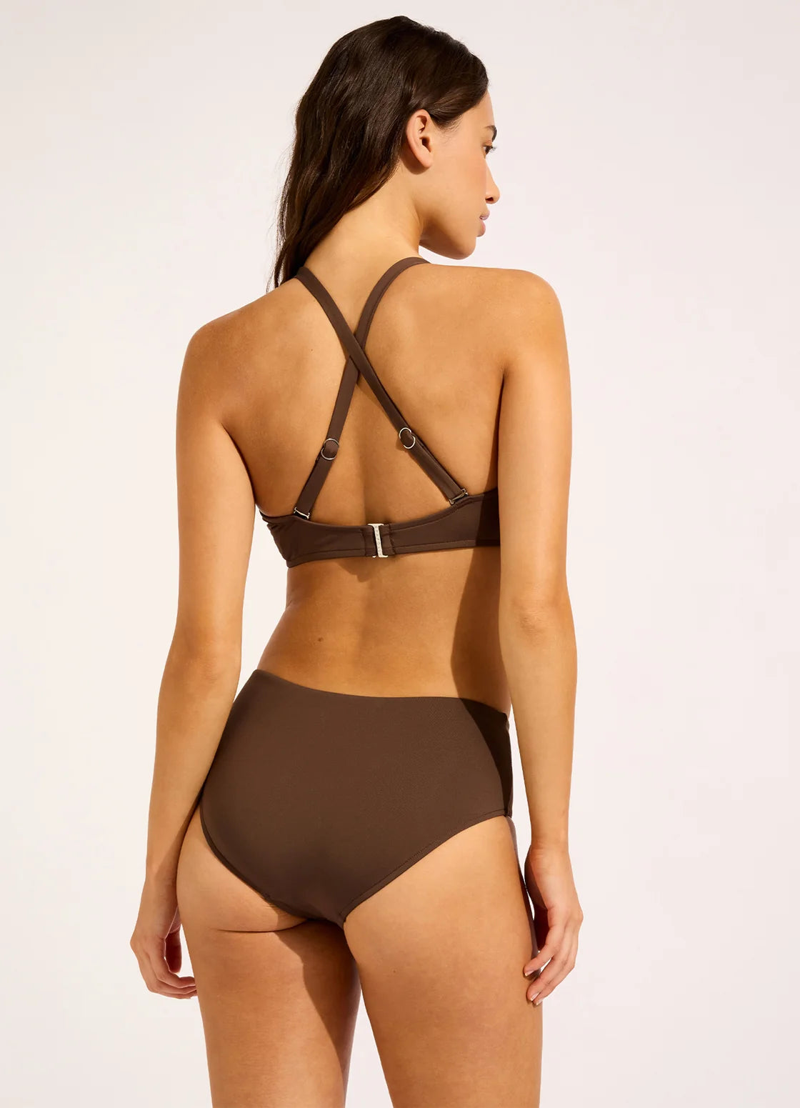 Seafolly Collective Wrap Front F Cup Bikini Top Dark Chocolate