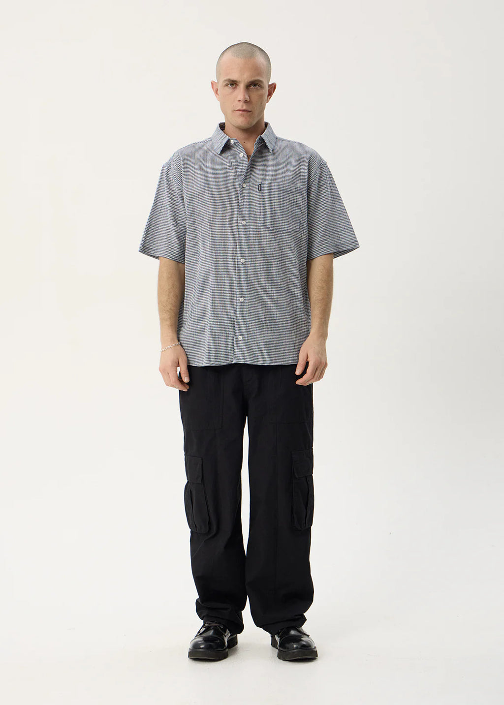 Afends Independent Hemp Short Sleeve Shirt - Navy Check