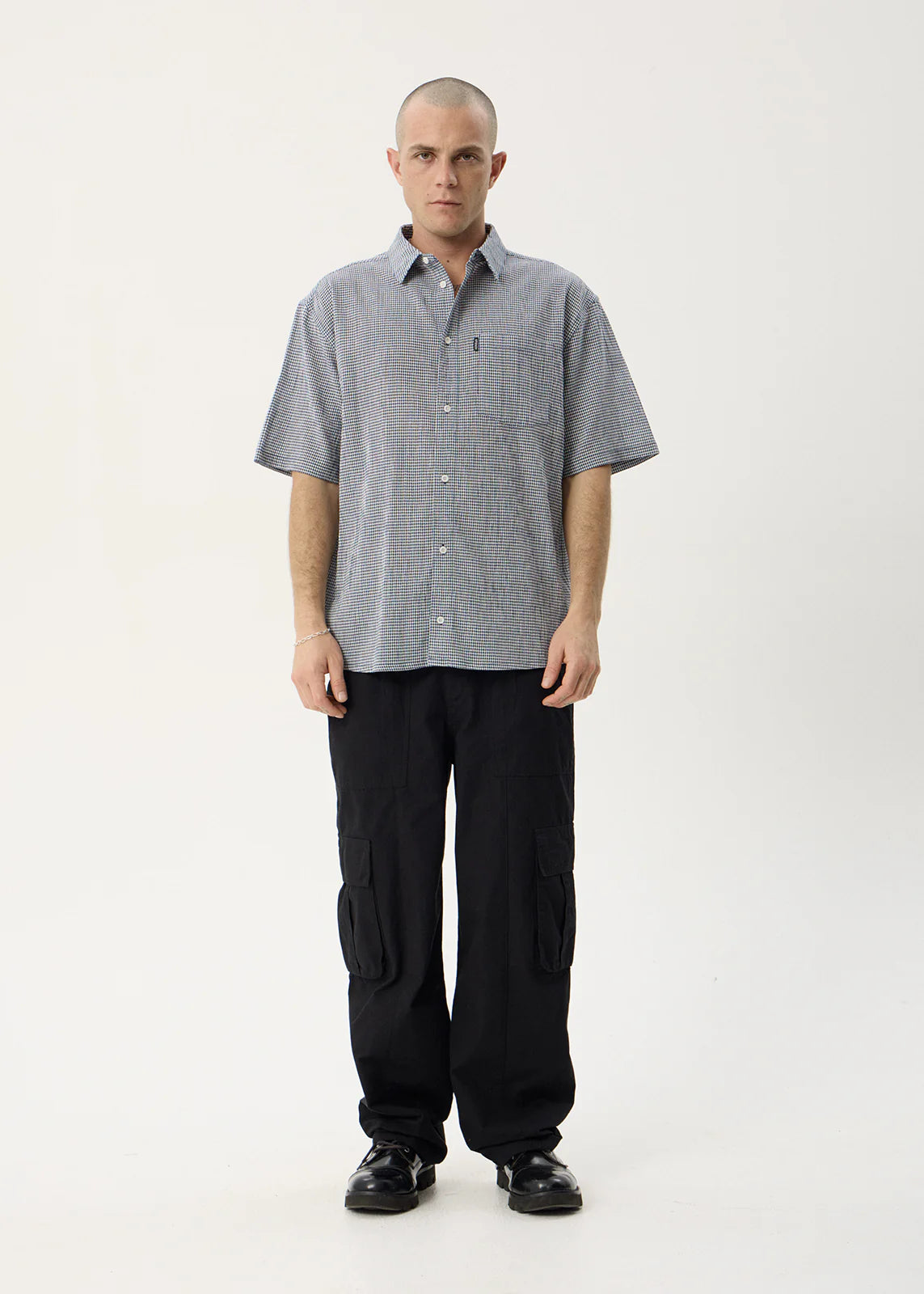 Afends Independent Hemp Short Sleeve Shirt - Navy Check
