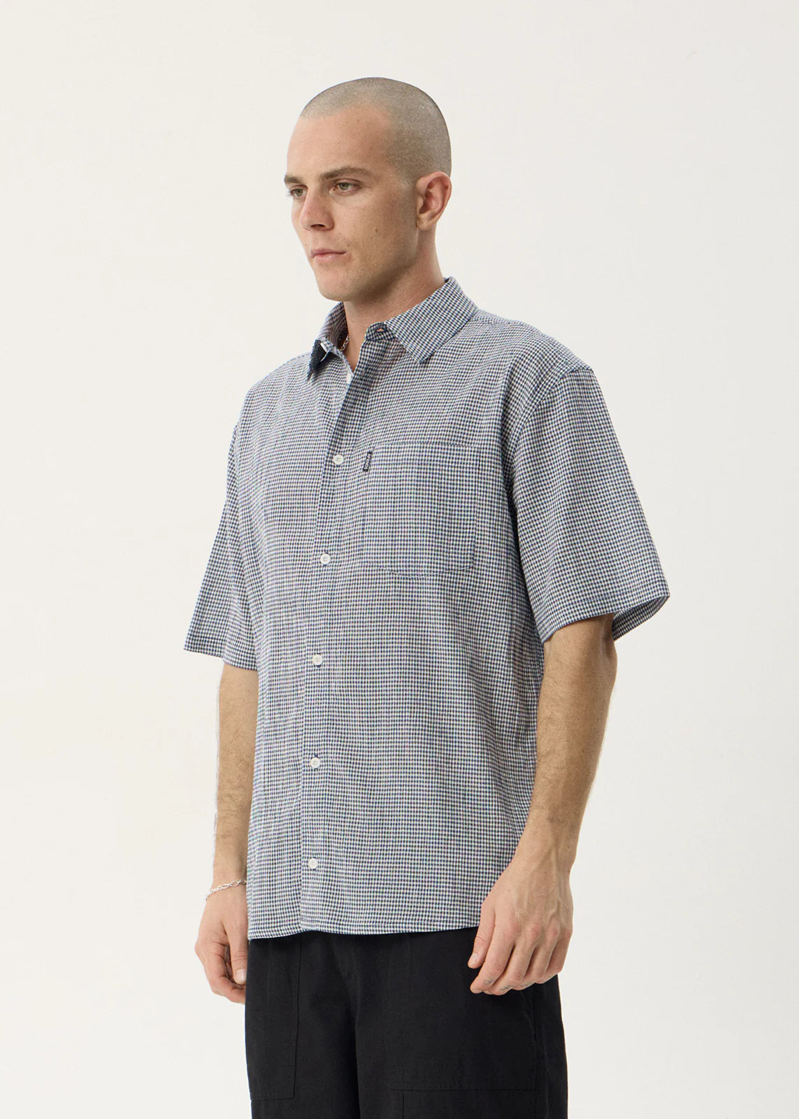 Afends Independent Hemp Short Sleeve Shirt - Navy Check