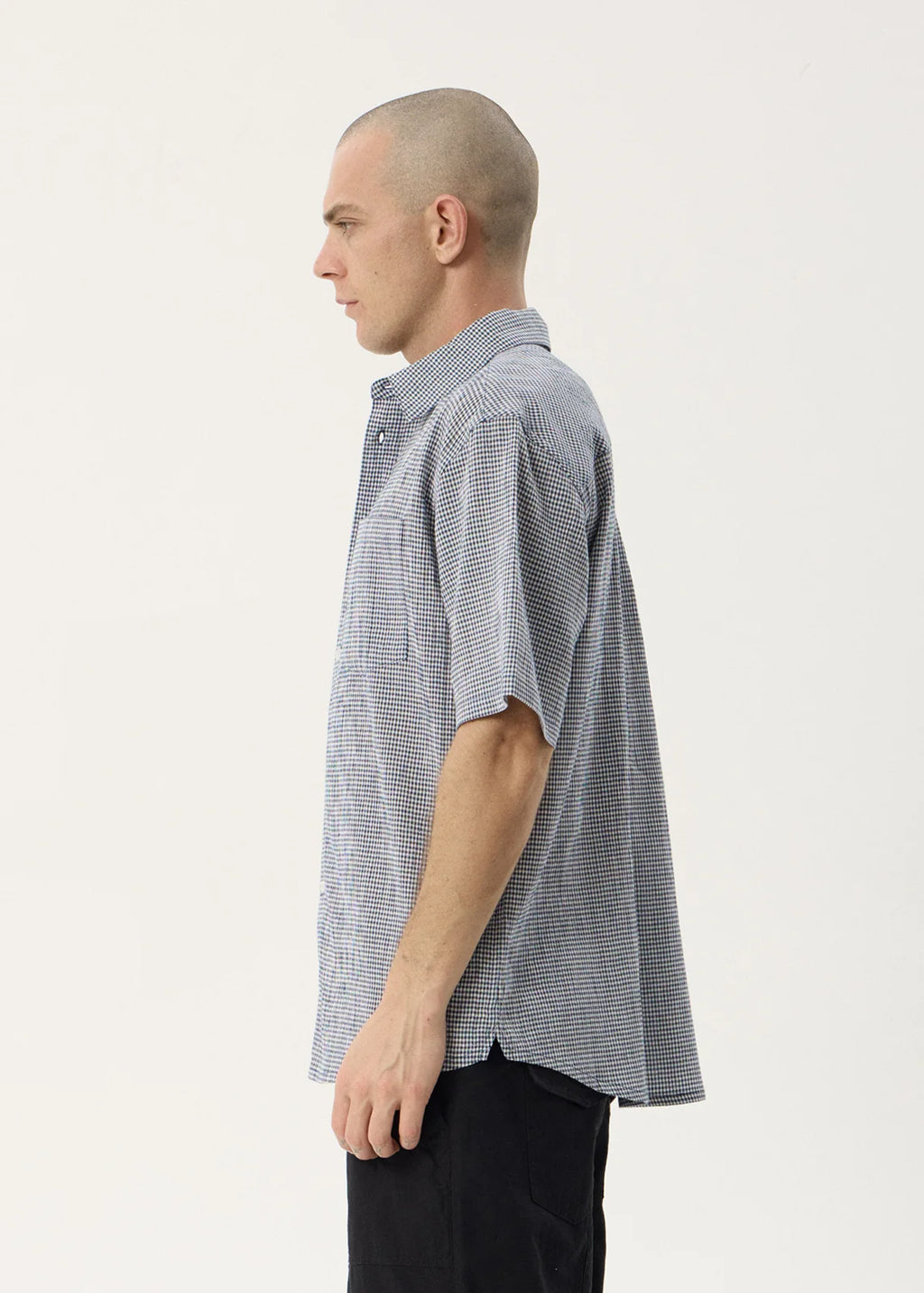 Afends Independent Hemp Short Sleeve Shirt - Navy Check