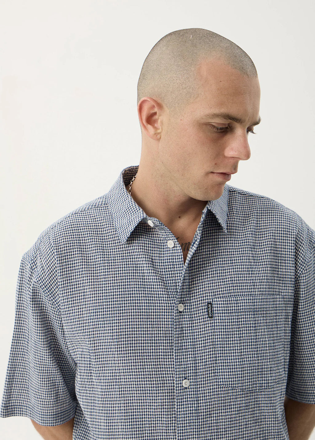 Afends Independent Hemp Short Sleeve Shirt - Navy Check