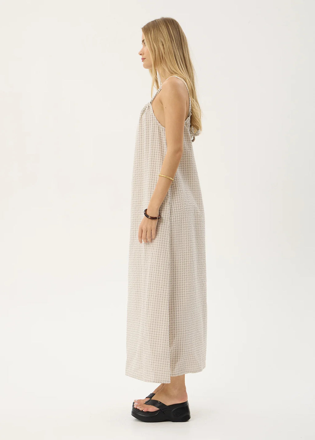 Afends Vania Reverb Organic Maxi Dress - Moonbeam Check