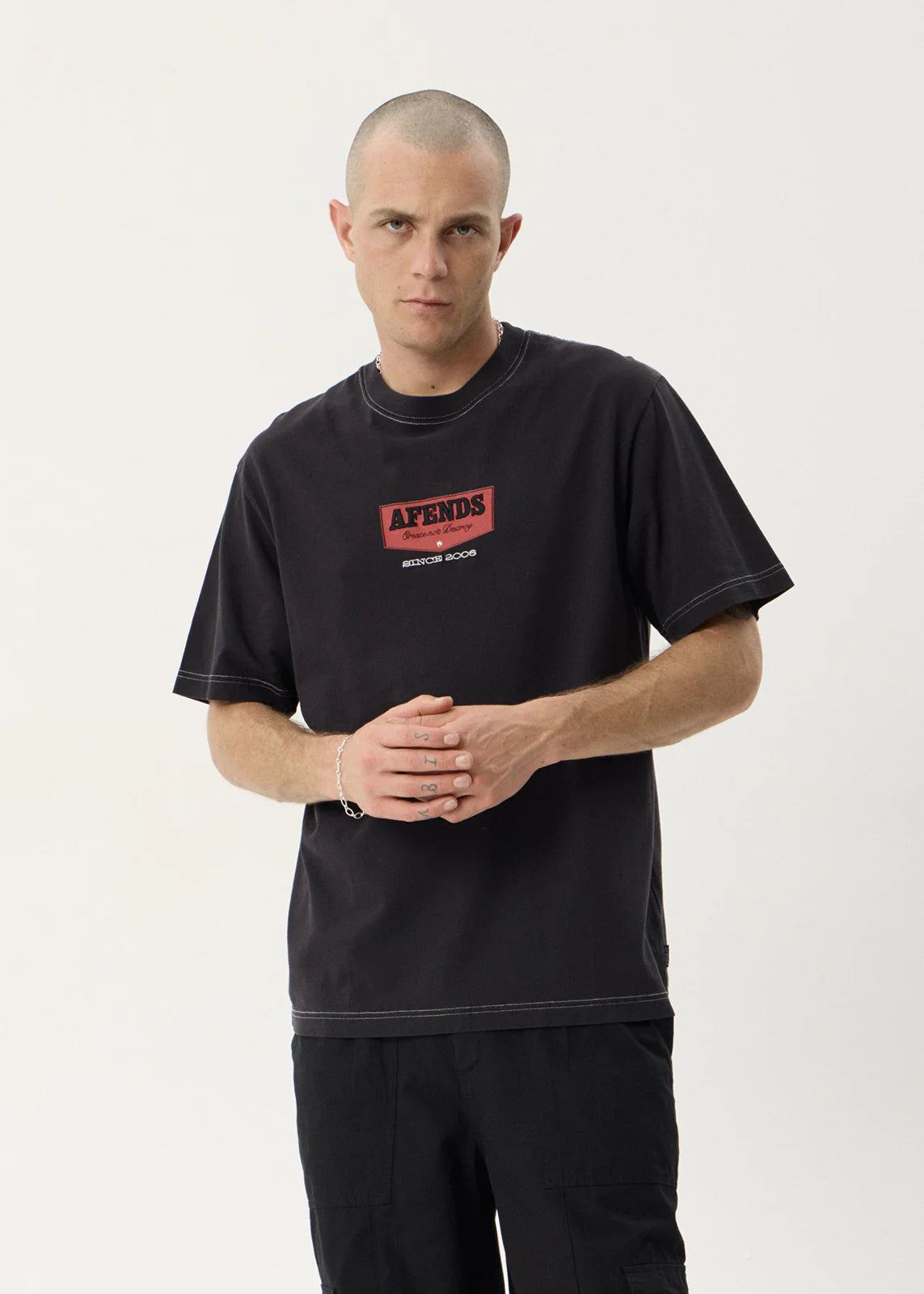 Afends Trophy Recycled Retro Tee - Stone Black