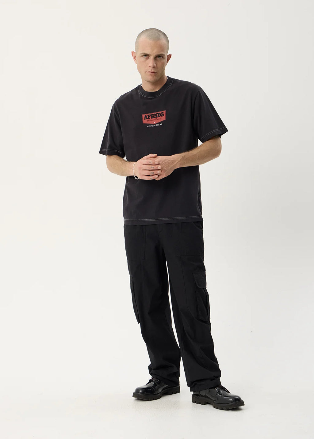 Afends Trophy Recycled Retro Tee - Stone Black
