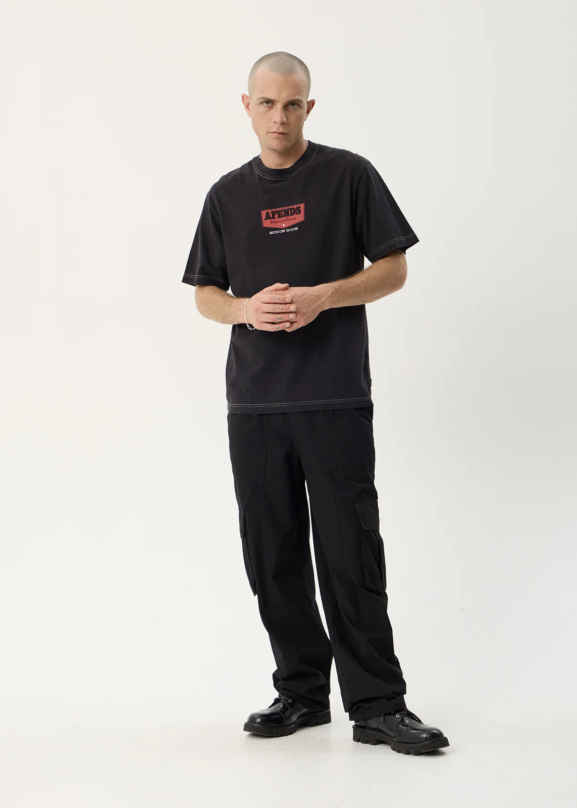 Afends Trophy Recycled Retro Tee - Stone Black