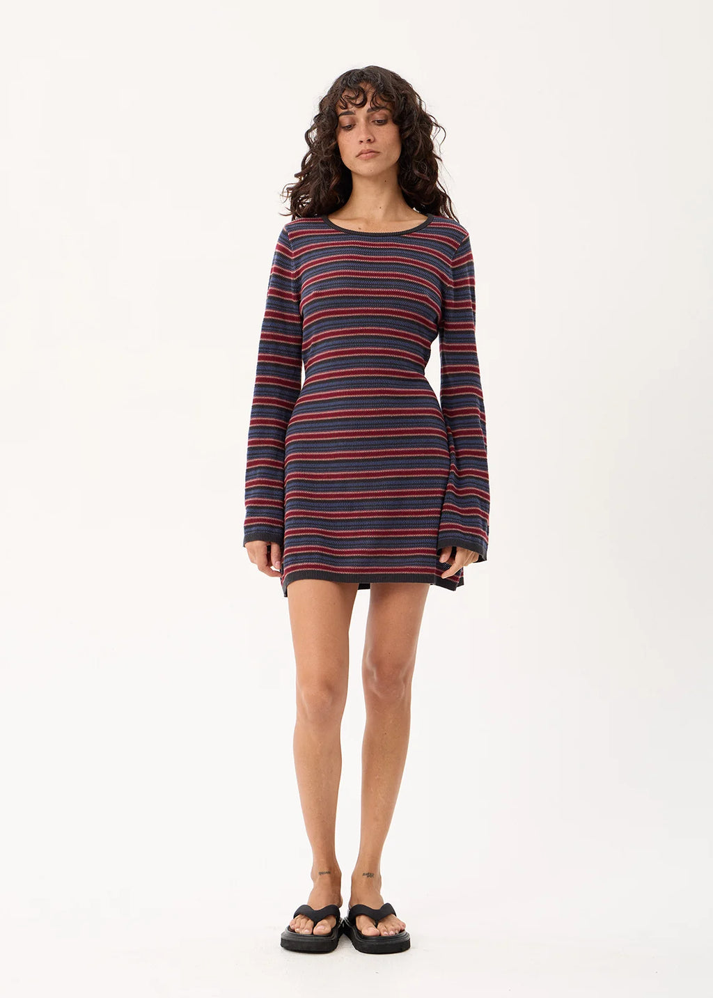 Afends Riley Organic Knit Mini Dress Club Stripe