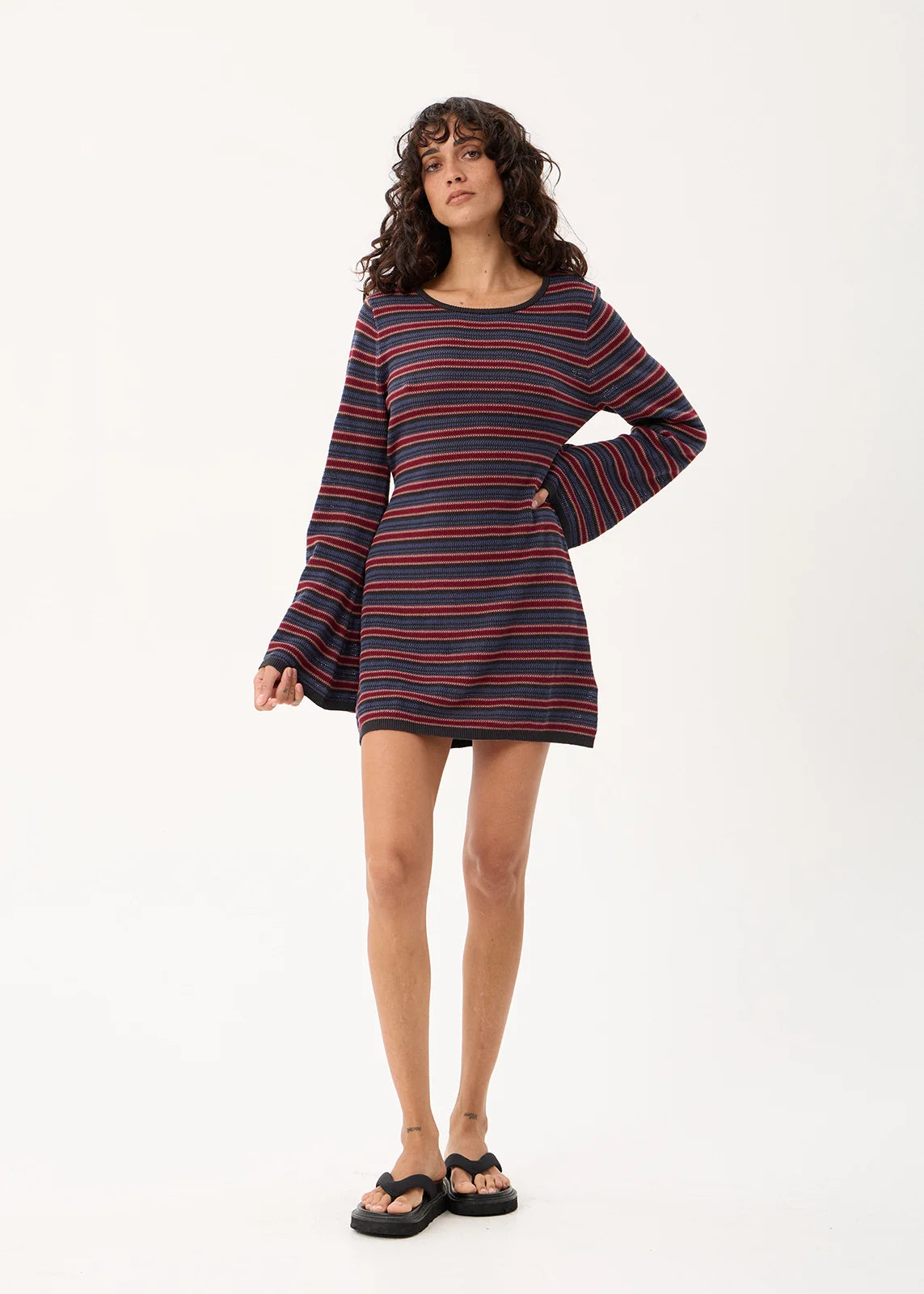 Afends Riley Organic Knit Mini Dress Club Stripe