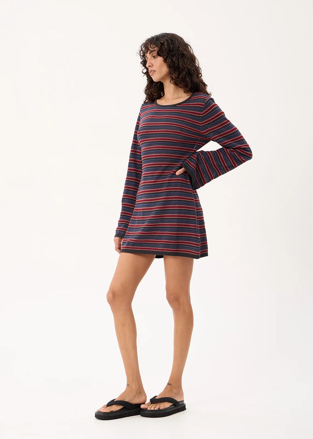 Afends Riley Organic Knit Mini Dress Club Stripe