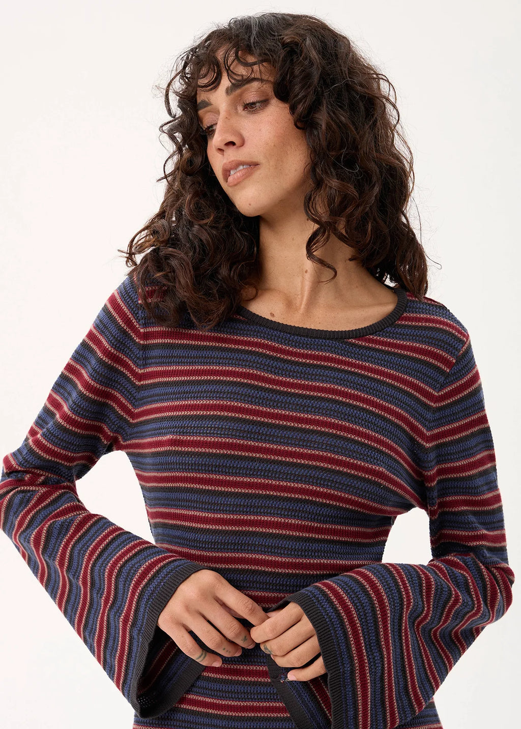 Afends Riley Organic Knit Mini Dress Club Stripe
